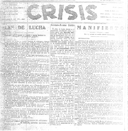 Primera página del primer número de
Crisis. Año I. #1. Medellín, Julio 1
[no se entiende el número] de 1957.