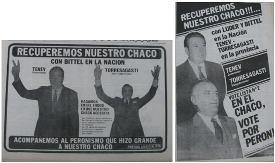  Propaganda de campaña del
Justicialismo en la prensa
